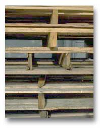 Stack of damaged wooden pallets